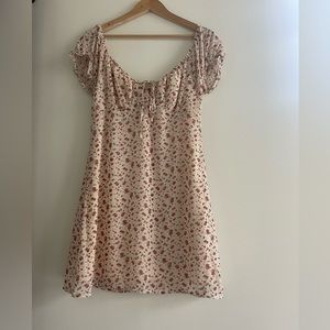 Cream floral mini dress